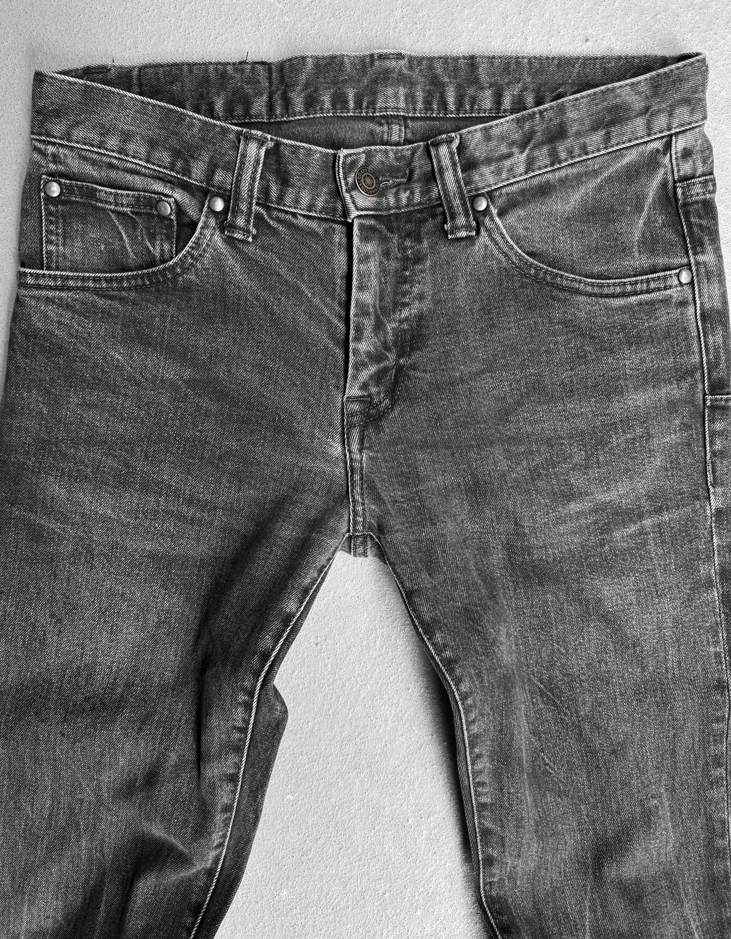 Tornado Mart Early 00s Grey Marbled Wash Skinny Bootcut Denim