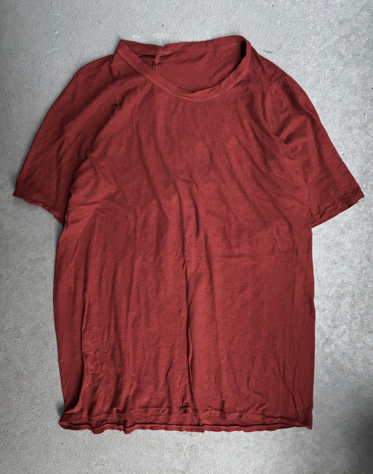 Boris Bidjan Saberi AW15 Overlock ‘TS1-TF’ Red Obejct-dyed T-shirt