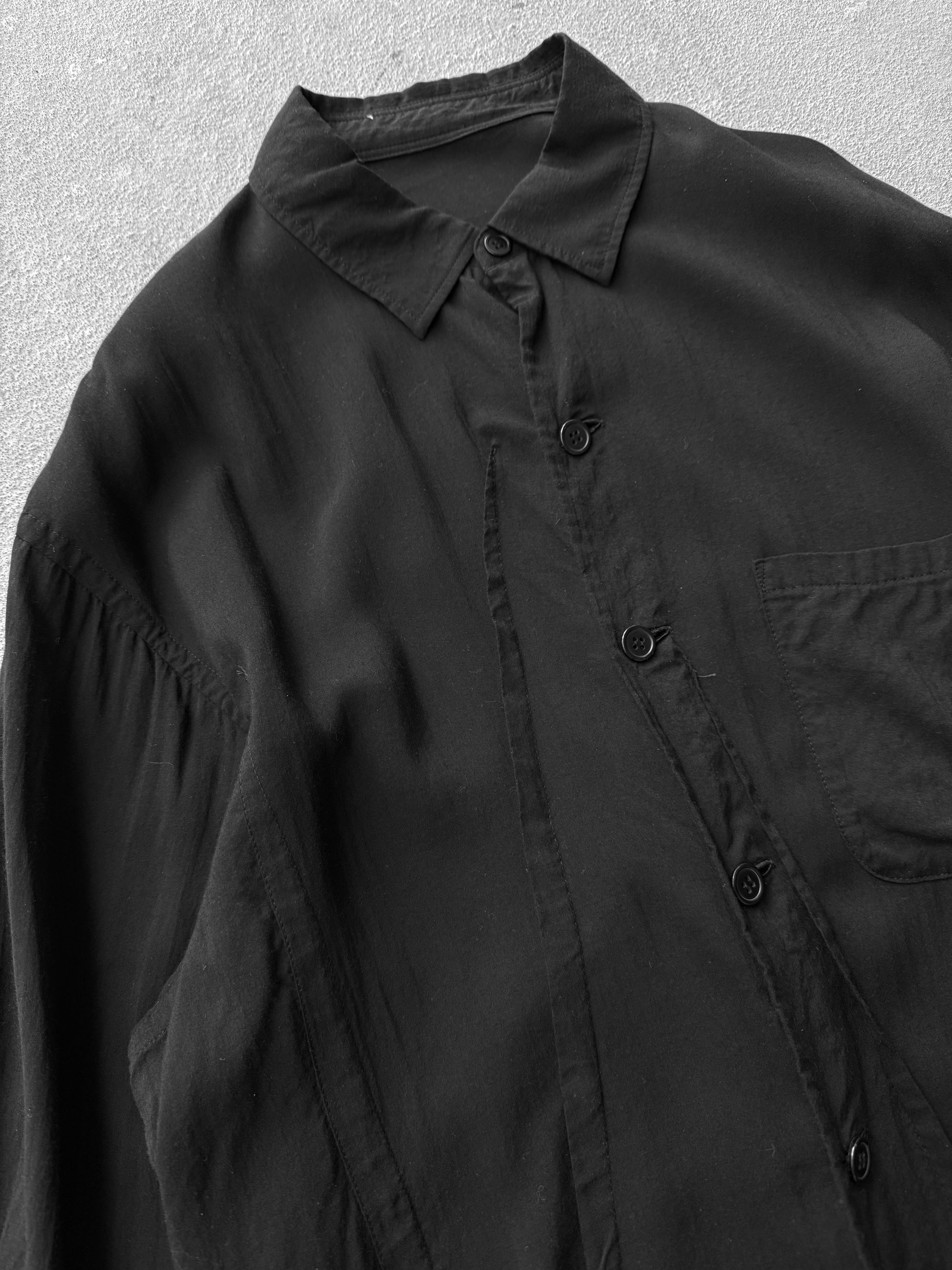 Yohji Yamamoto POUR HOMME SS22 Darted Cellulose Button-up Shirt detail | DRIEW GARMENTS