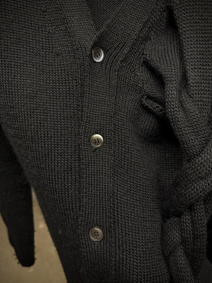 COMME des GARÇONS AW14 Cut Out Extended Wool Locks Knit Cardigan detail | DRIEW GARMENTS