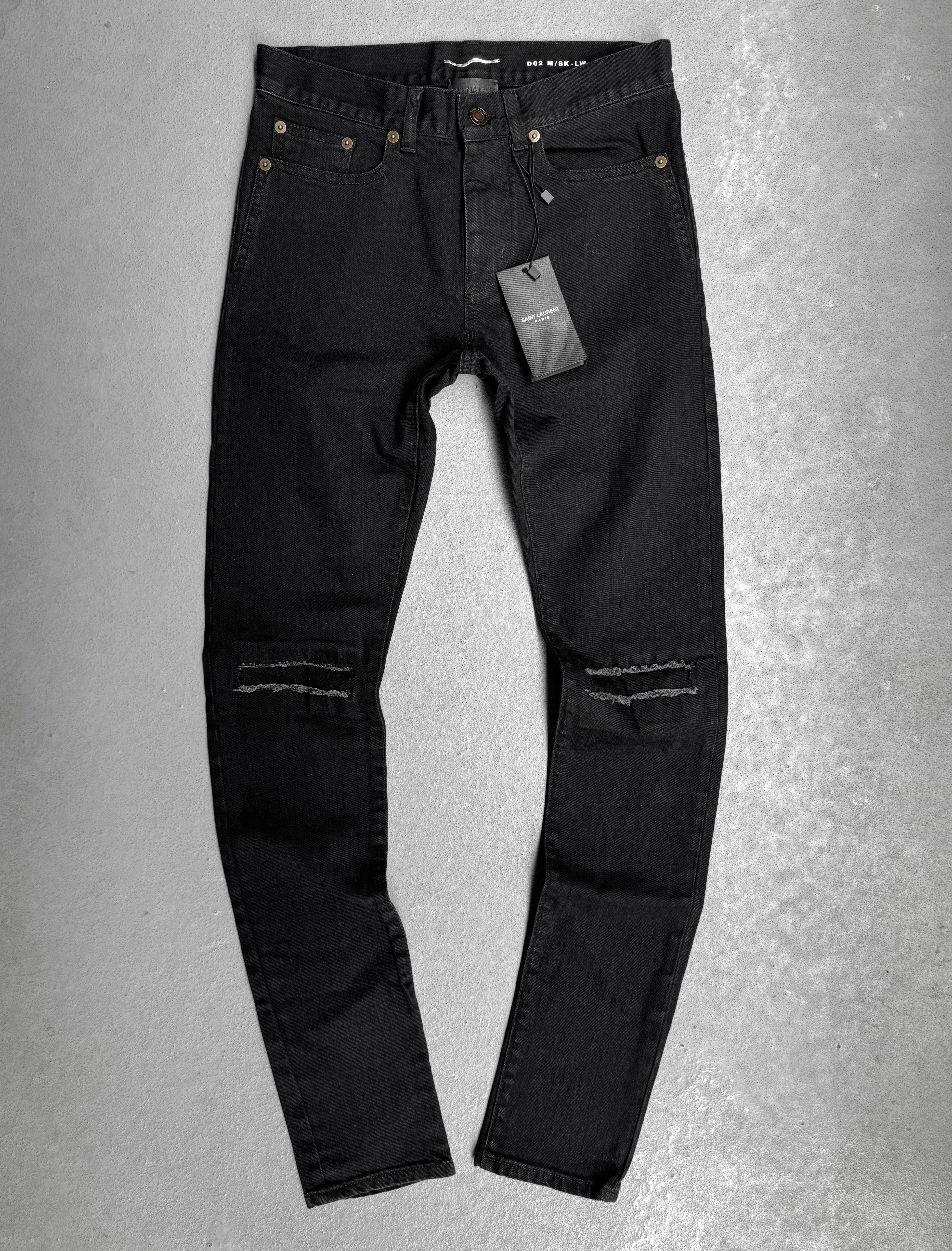 v*_様 saint laurent paris coating skinny Saint Laurent Paris SS17 'D02' Distressed Knee Skinny Denim