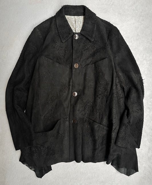 Number (N)ine AW07 “Love, God, Murder” Distressed Sheepskin Leather Patchwork Jacket