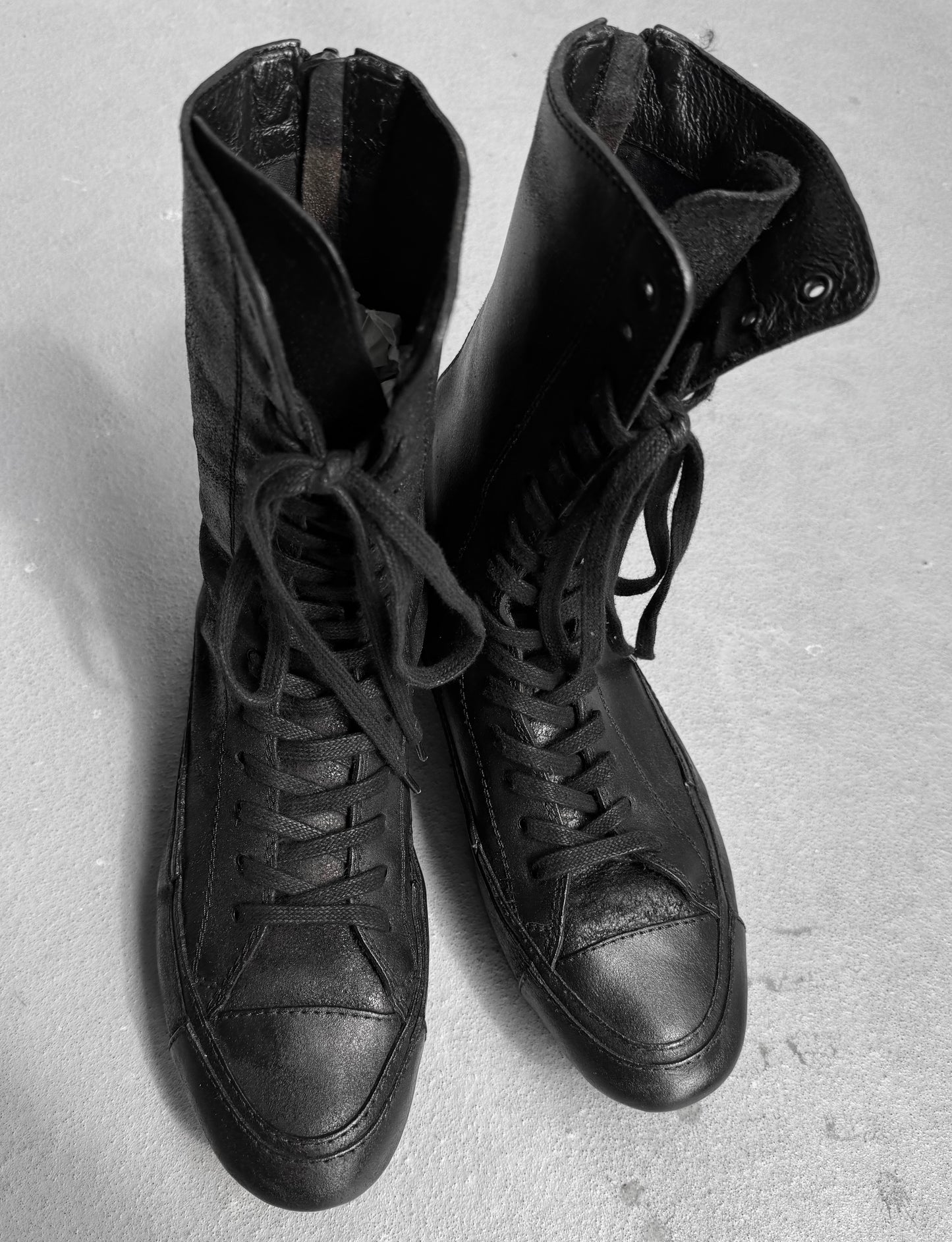 Julius_7 x SIVA AW06-07 “Fixed;” Rough-out Leather Laced Back-zip Hiking Boots