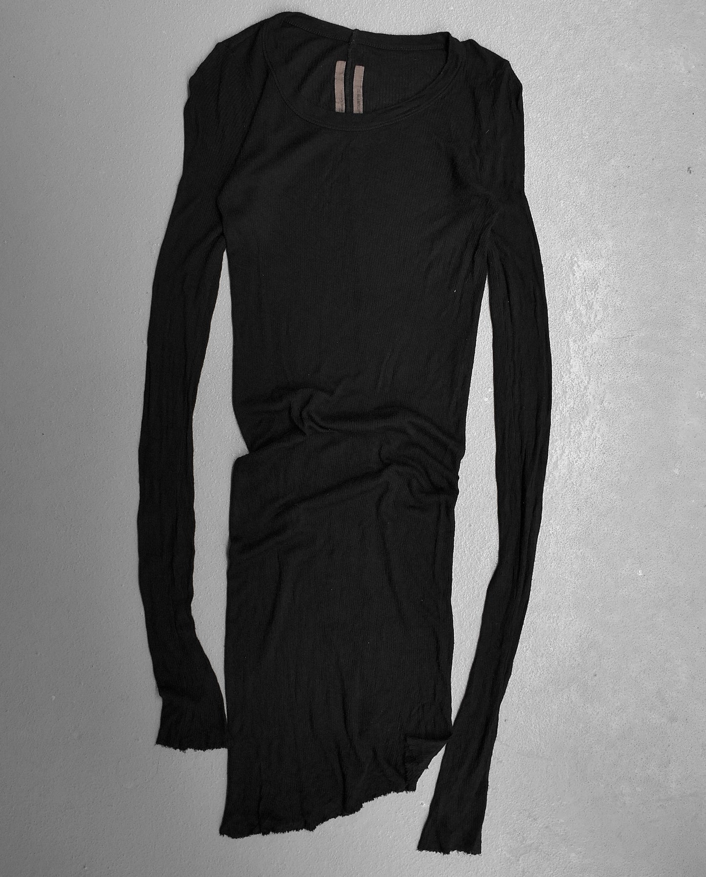 Rick Owens DRKSHDW SS05 "SCORPIO" Stripe Sheer Frayed Edge Long-sleeves