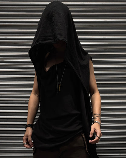 MA_Julius SS12 “edge;” Asymmetrical Druid Hooded Tank Top