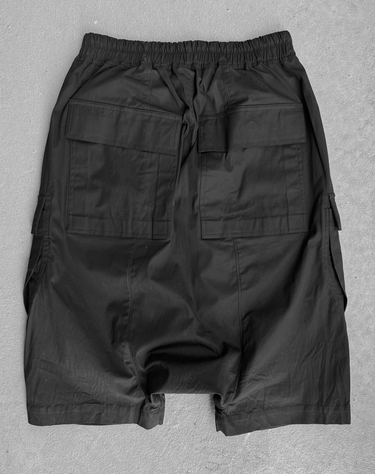 Rick Owens AW23 "LUXOR" Drop-crotch Cargo Pod Shorts