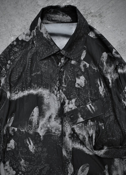 kiryuyrik AW23 Grey Butterfly Nature Print French Cuff Shirt detail | DRIEW GARMENTS
