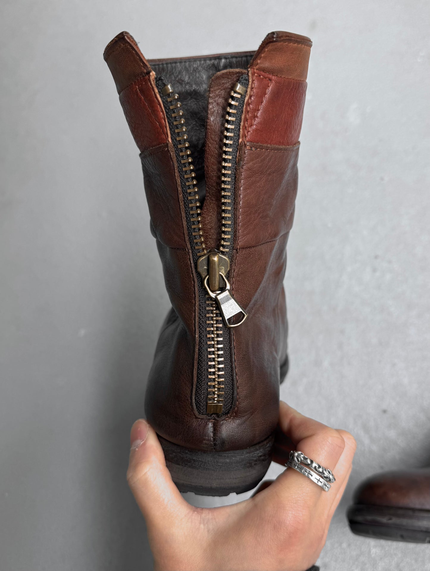 alfredoBANNISTER Early 00s Wrinkle Leather Back-zip Boots