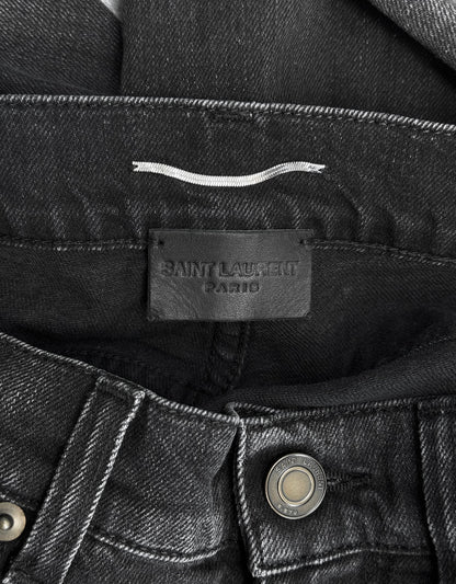 Saint Laurent Paris AW17 Washed Black ‘D02’ Claw-mark Skinny Denim