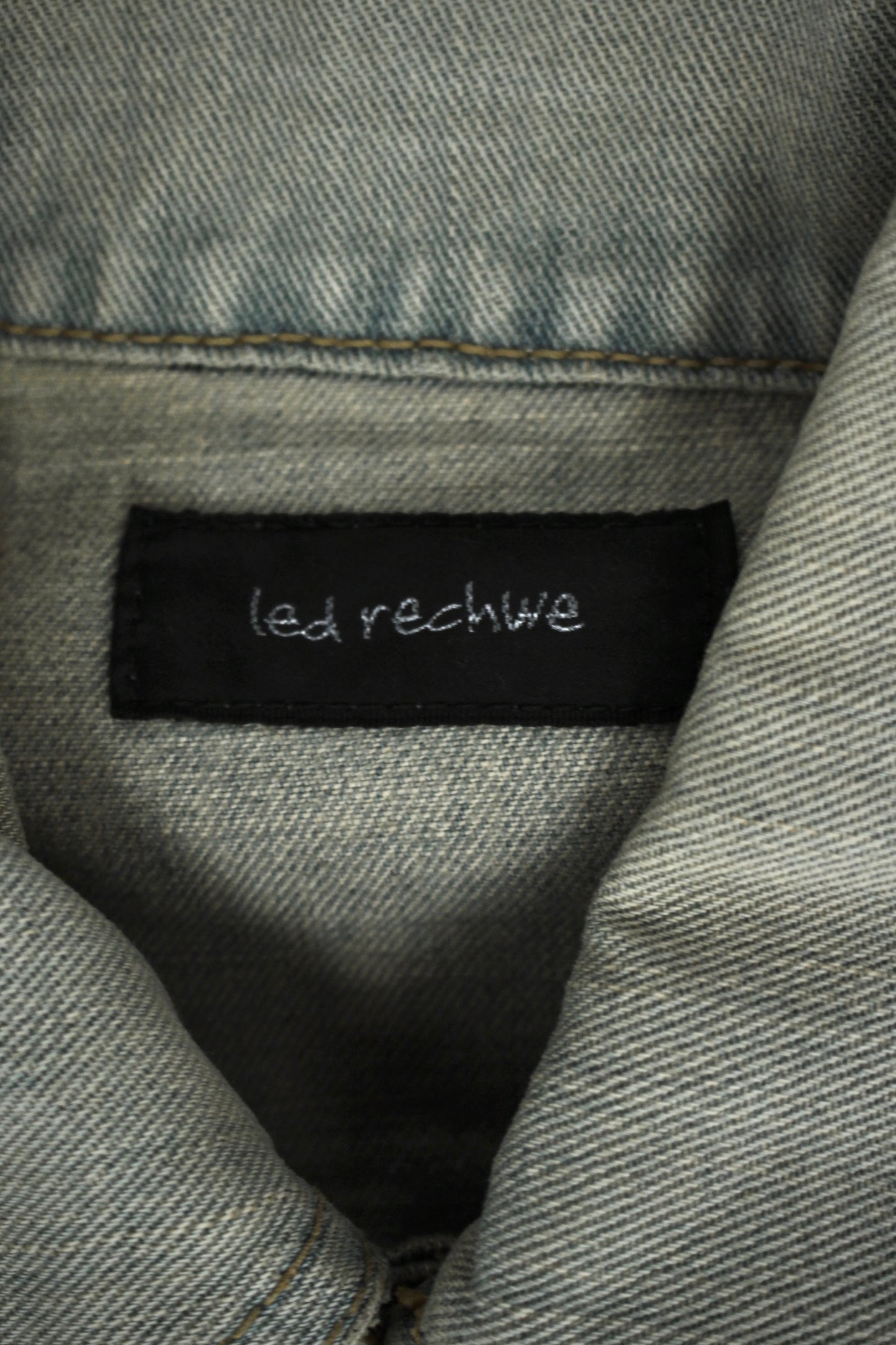 LED RECHWE Early 00s Vintage Wash Distressed Cropped Denim Trucker Jacket