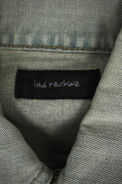 LED RECHWE Early 00s Vintage Wash Distressed Cropped Denim Trucker Jacket
