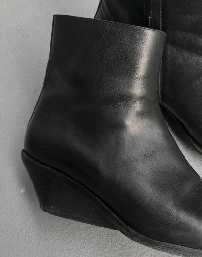 Ann Demeulemeester AW22 'Gerda' Lamb Leather Wedge Heel Boots