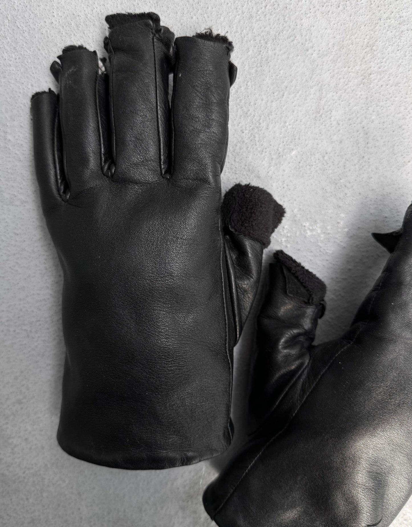 HYBRID AW22 “Order; Chaos. [If I Cut My Hair California Will Sink]” Black Bateman Leather Gloves