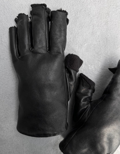 HYBRID AW22 “Order; Chaos. [If I Cut My Hair California Will Sink]” Black Bateman Leather Gloves