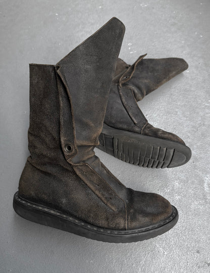 Rick Owens SS12 "NASKA" Laceless Brown Suede Hiking Boots