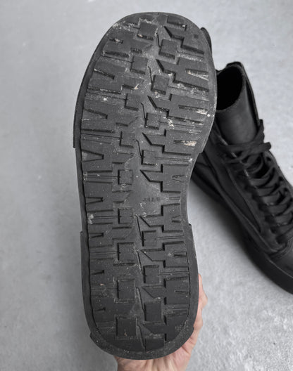 Julius_7 AW22 “EREBUS;” Side-zips Platform Leather Sneakers