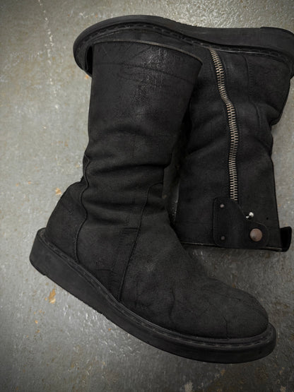 Rick Owens AW09 "CRUST" Side Zip Reverse Cow Leather Creeper Boots detail | DRIEW GARMENTS