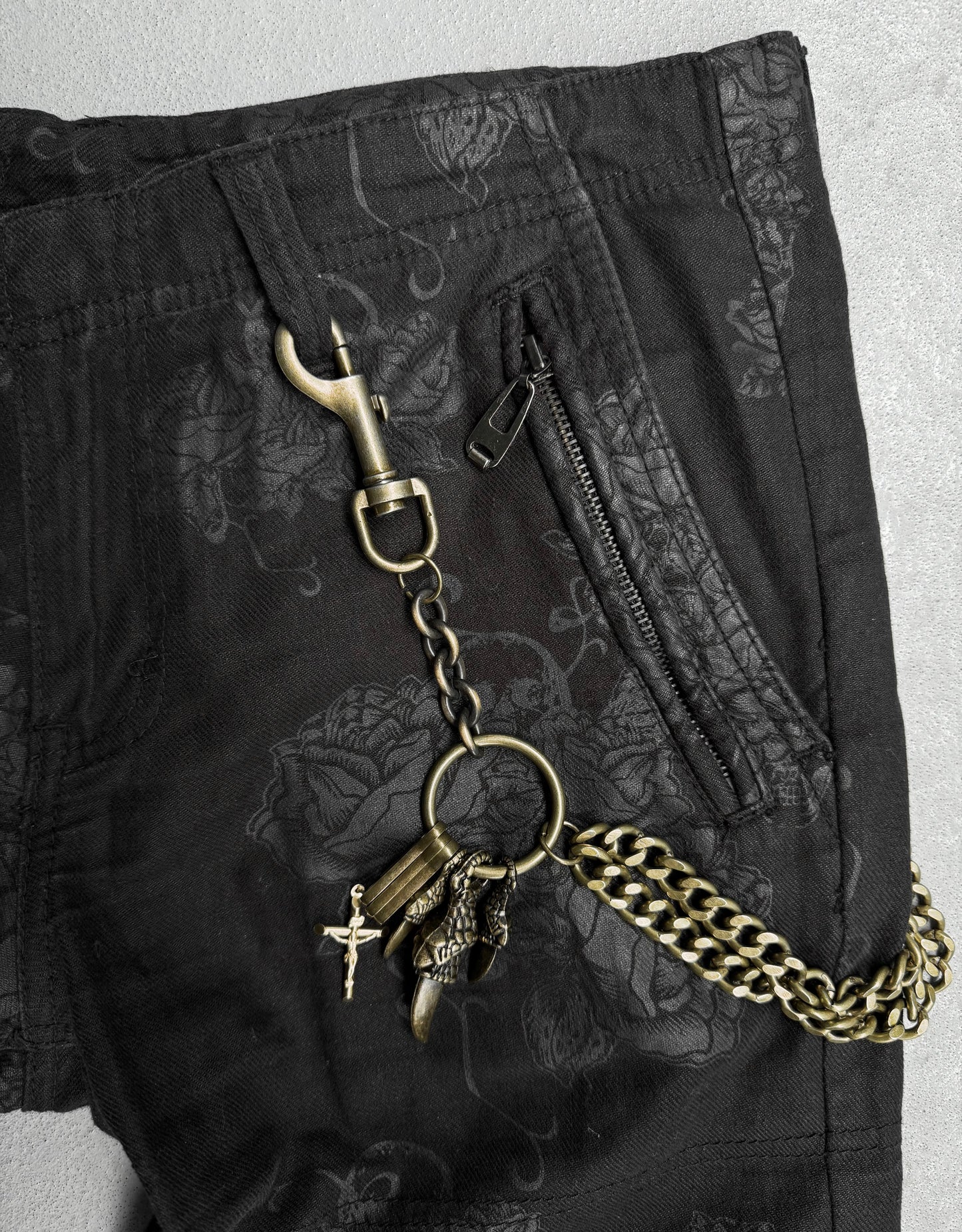 Tornado Mart Early 00s Tonal Rose Graphic Printed Adjustable Shorts