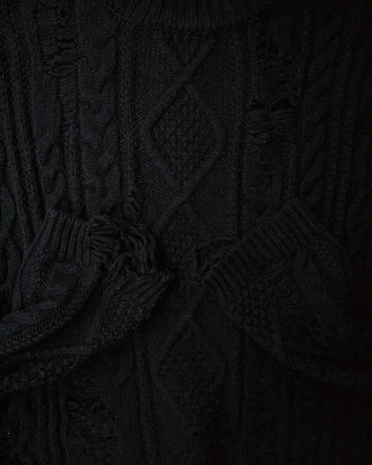 Mihara Yasuhiro AW10 Distressed Cable-Knit Crop Sweater