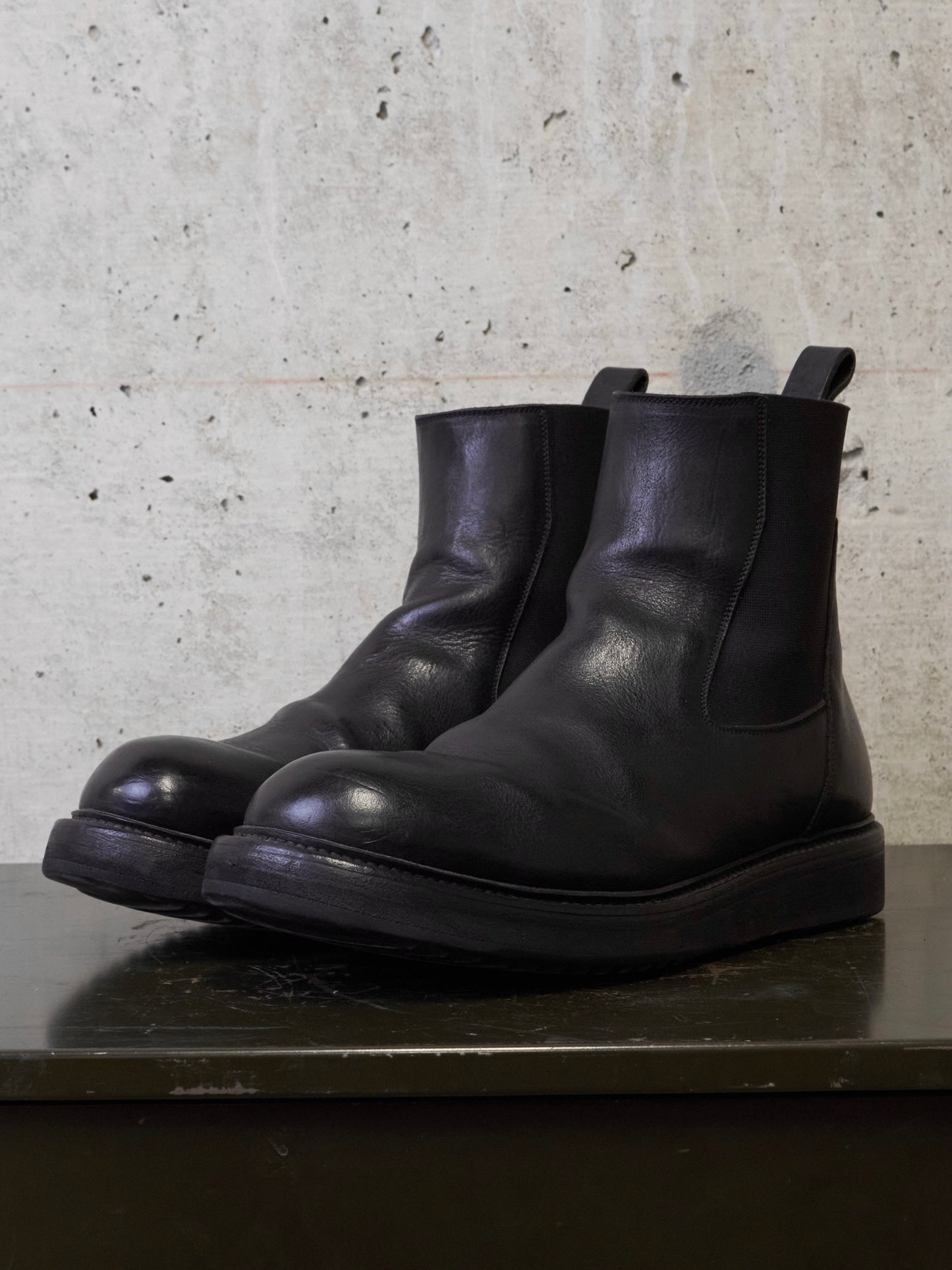 Rick Owens AW20 "PERFORMA" Calf Leather Elastic Creeper Chelsea Boots