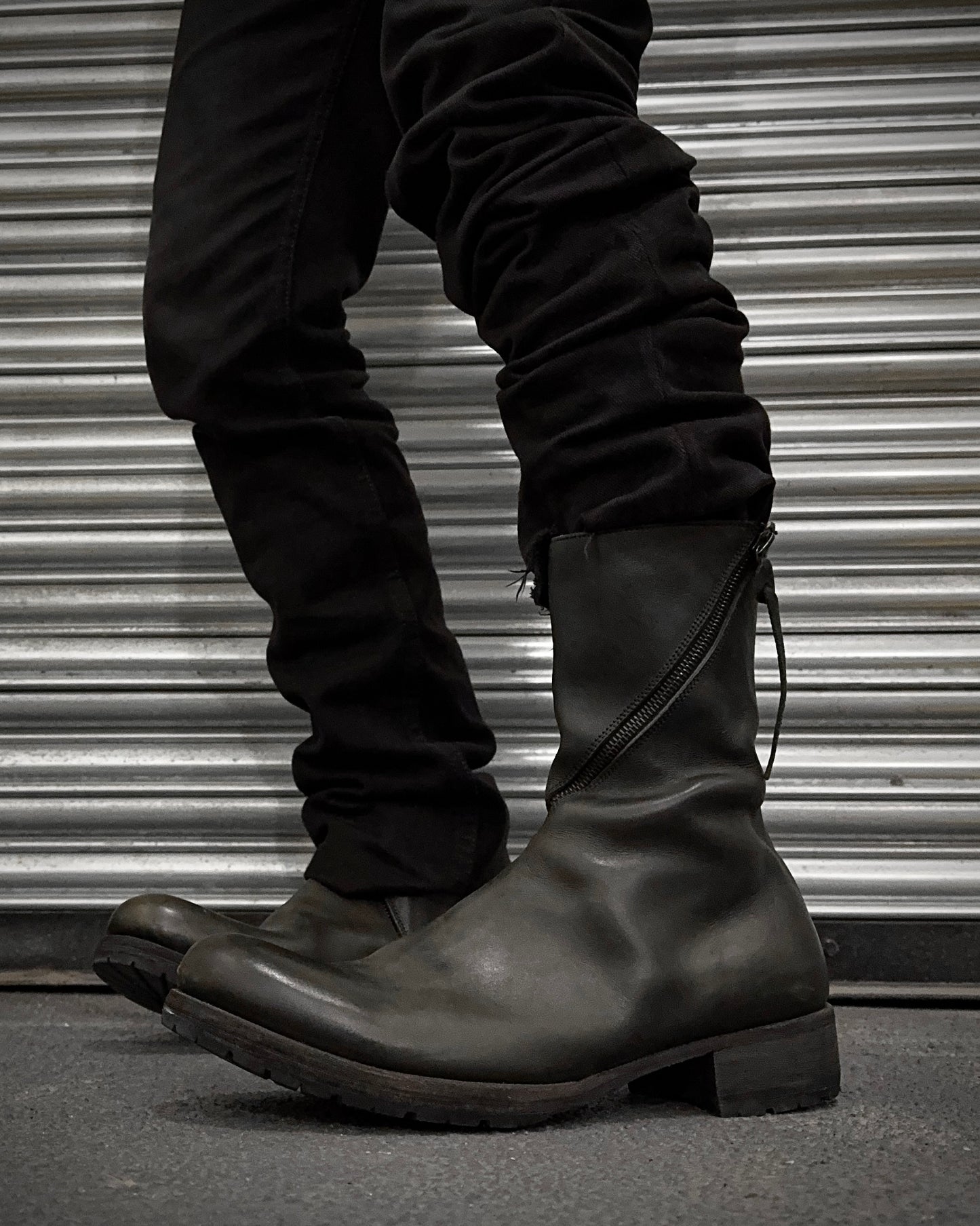 m.a+ by Maurizio Amadei 'S1G3Z' VA 1.5 Grey Spiral Zip Horse Leather Boots