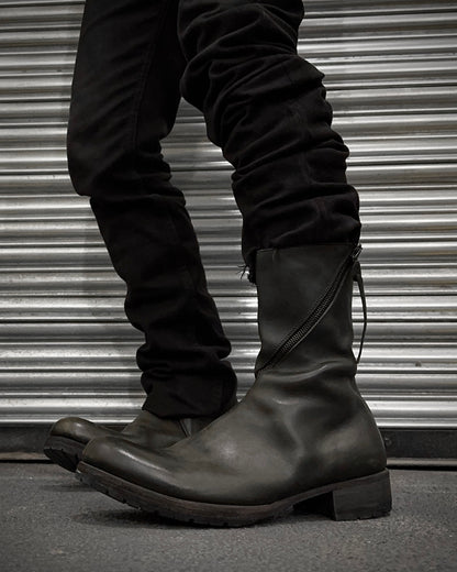 m.a+ by Maurizio Amadei 'S1G3Z' VA 1.5 Grey Spiral Zip Horse Leather Boots