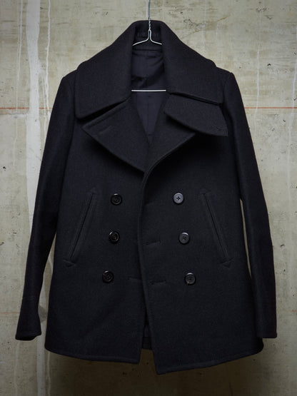 Lad Musician AW11 Charcoal Heavy Melton Wool Wide Collar Peacoat