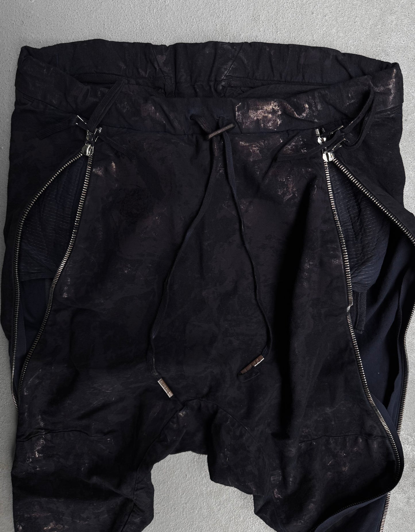 Boris Bidjan Saberi SS16 'P2 F140IK' Vinyl Processed Zipper Seam Drop-crotch Shorts