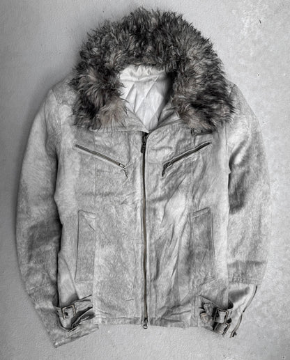 Tornado Mart Early 00s Fur Collar Faux Leather Rider Jacket