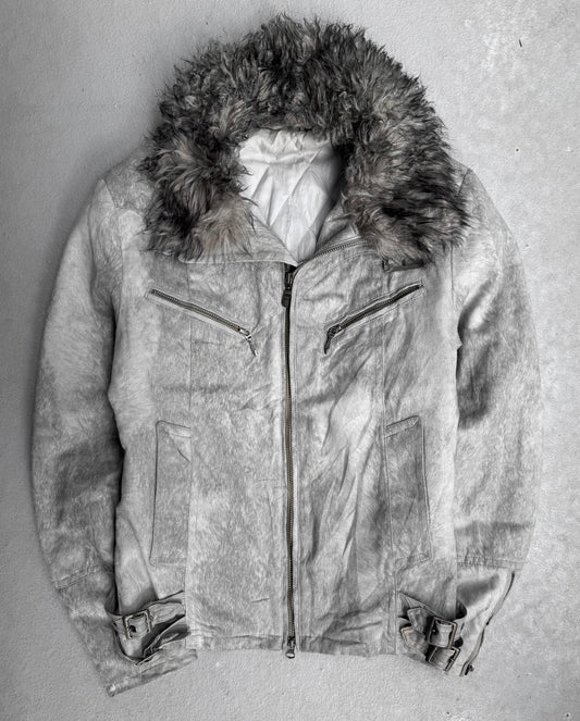 Tornado Mart Early 00s Fur Collar Faux Leather Rider Jacket