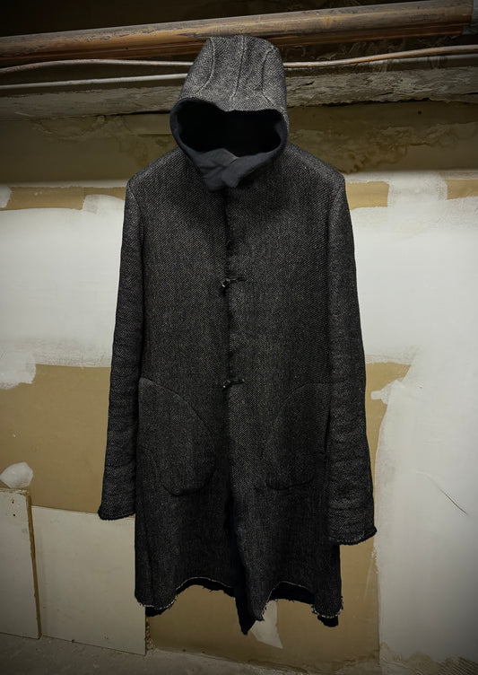 m.a+ by Maurizio Amadei Early 2010s Aviator Hooded Wool Tweed Duffle Coat