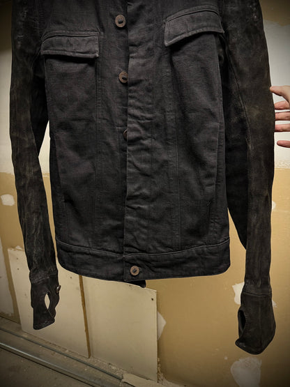 Boris Bidjan Saberi SS14 'TEJANA 1' Horse Culatta Leather Sleeve Hybrid Denim Jacket