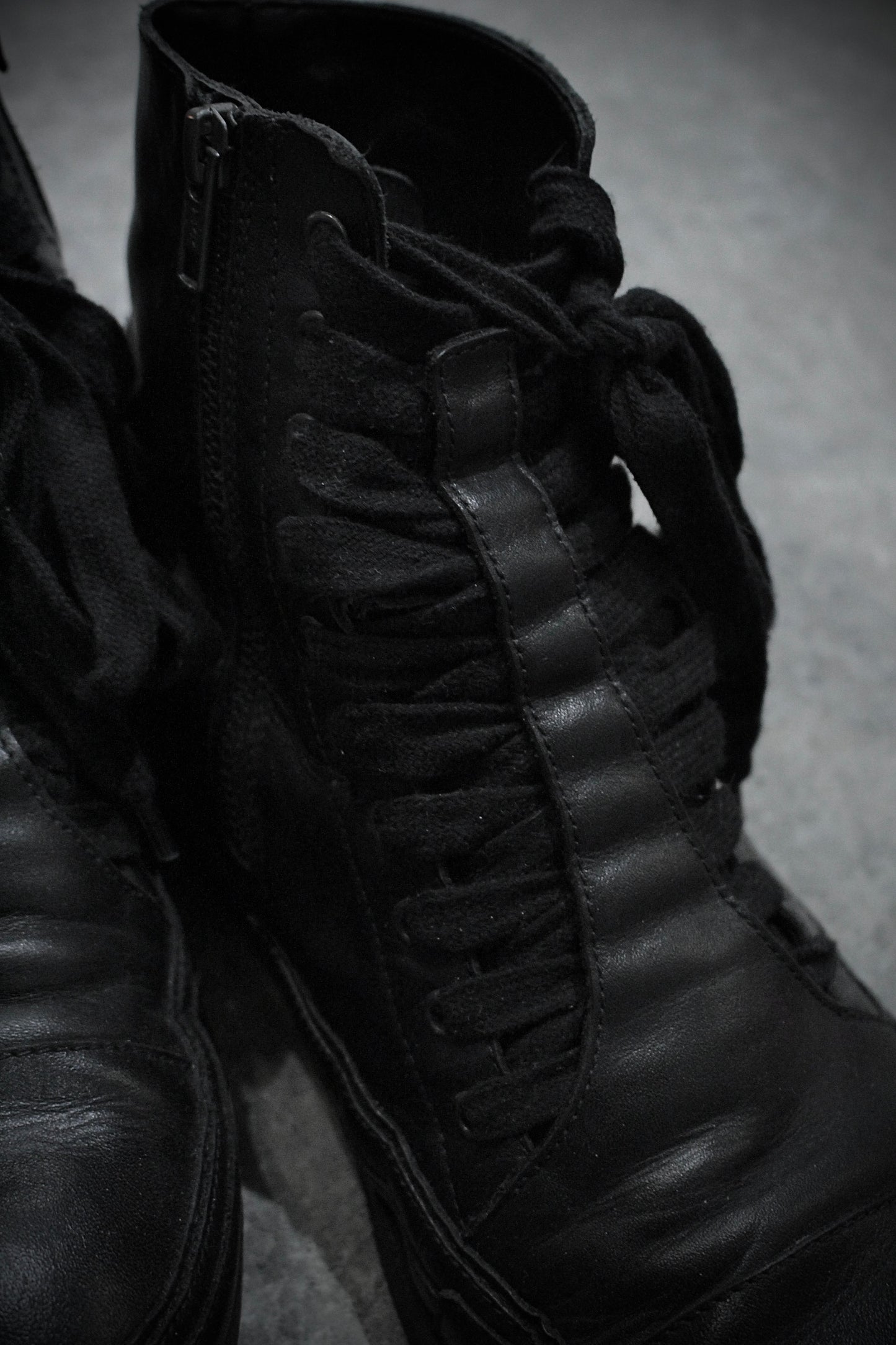Ann Demeulemeester "Roccia" Black High-top Leather Sneakers
