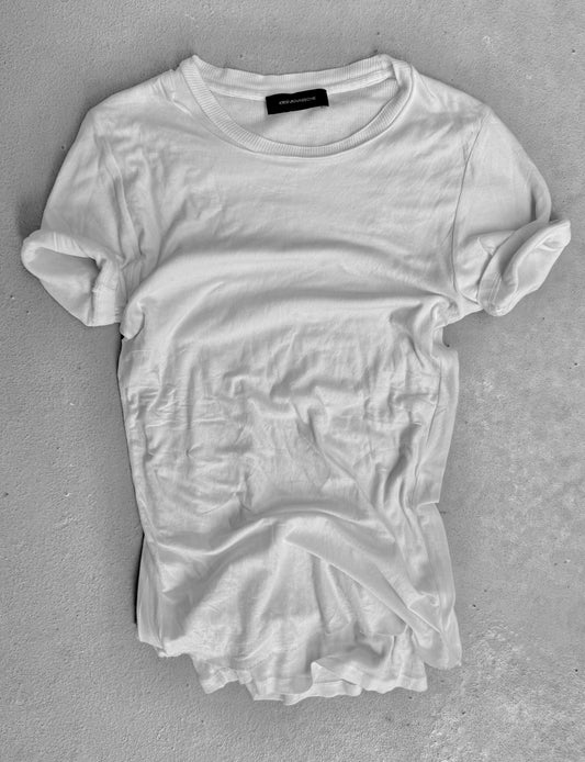 KRISVANASSCHE Early 00s White Distressed Double Layer T-Shirt