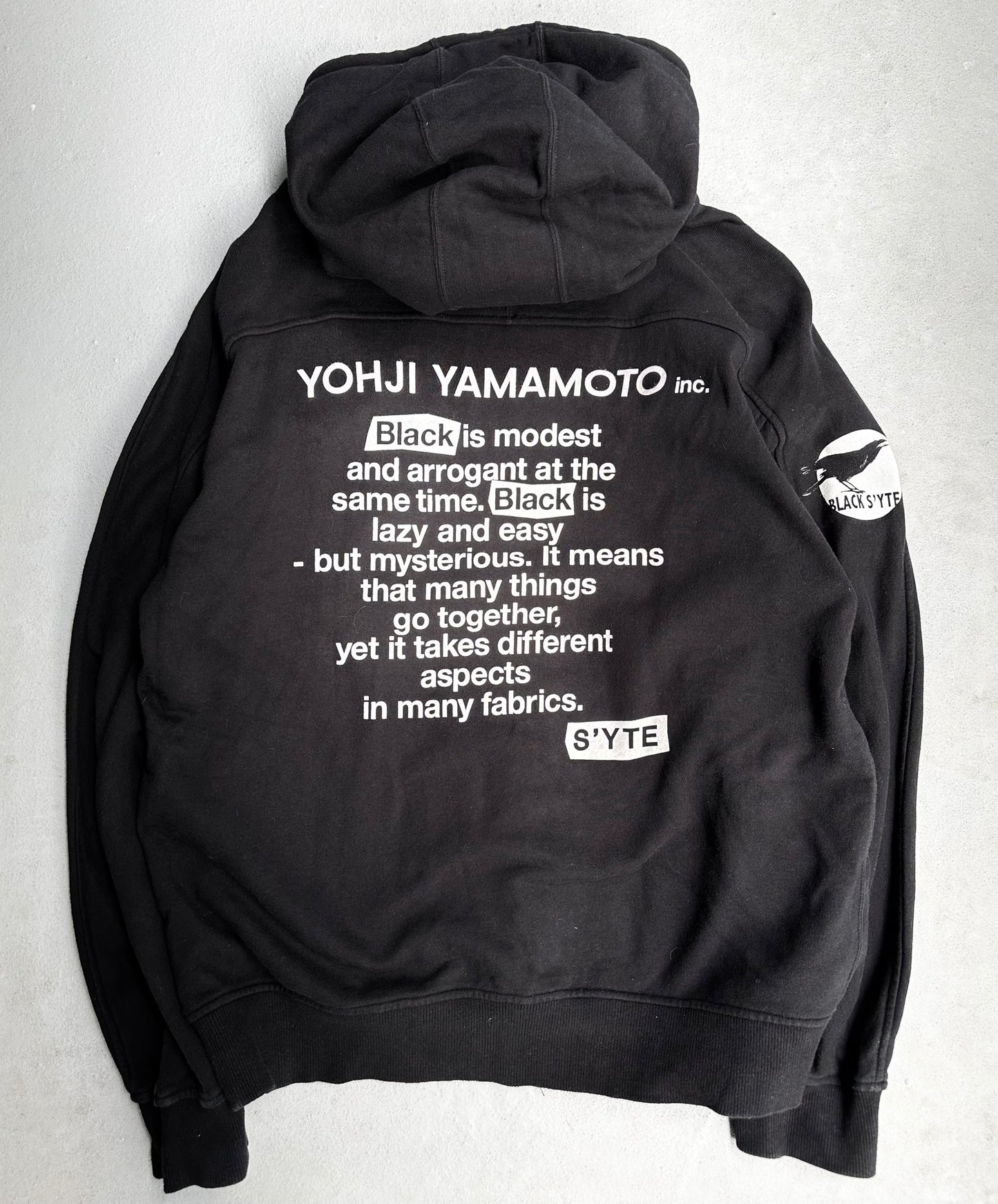 S’YTE by Yohji Yamamoto “BLACK Crow” Graphic Zip-up Hoodie