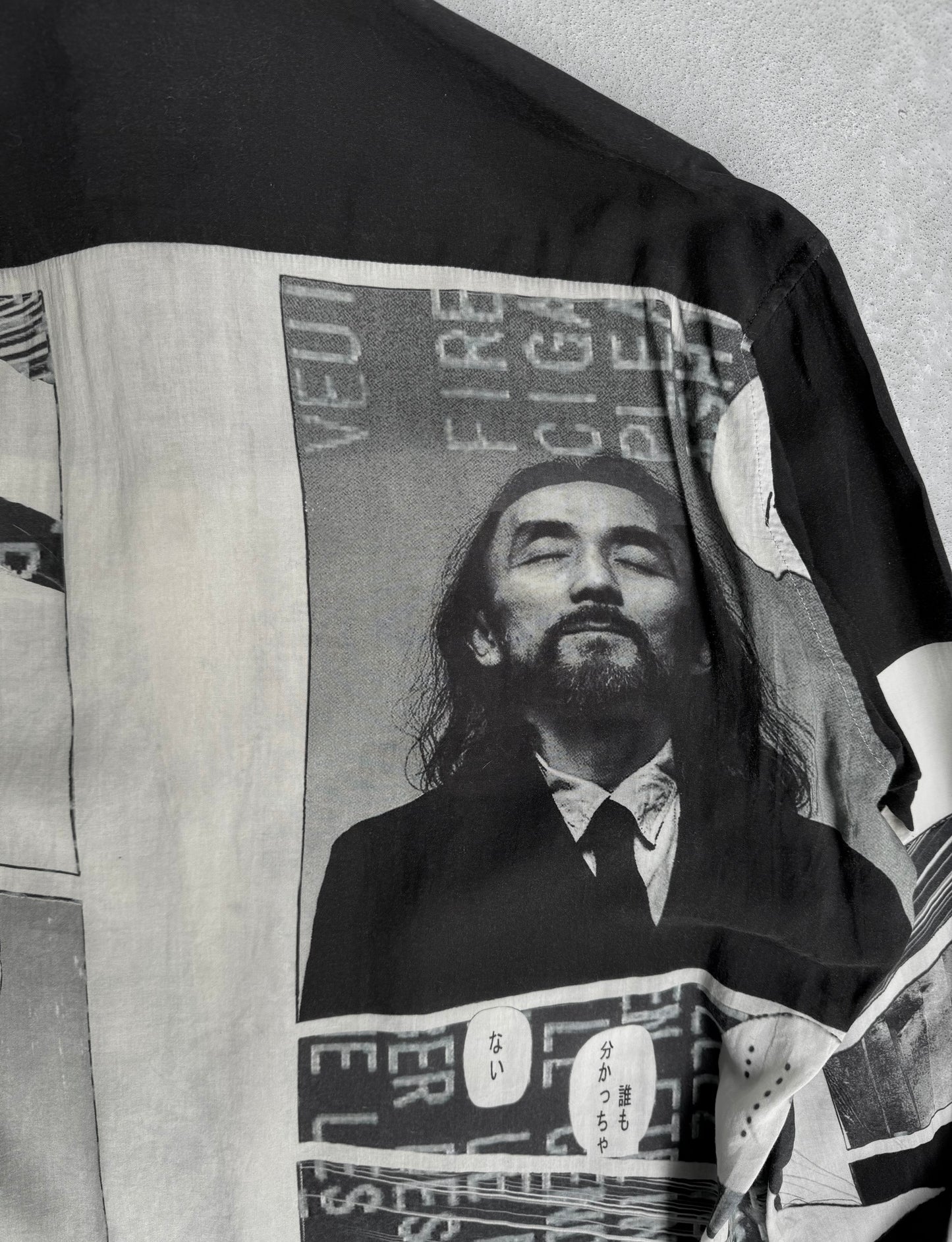 Yohji Yamamoto POUR HOMME BLACK Scandal AW18 Side Button Comic Print Long Shirt