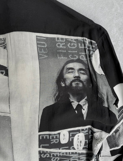 Yohji Yamamoto POUR HOMME BLACK Scandal AW18 Side Button Comic Print Long Shirt