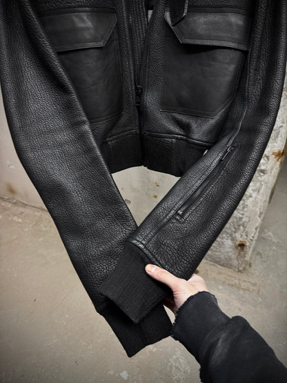 Rick Owens AW16 "MASTODON" Glitter Trench Cropped Ram Leather Jacket detail | DRIEW GARMENTS