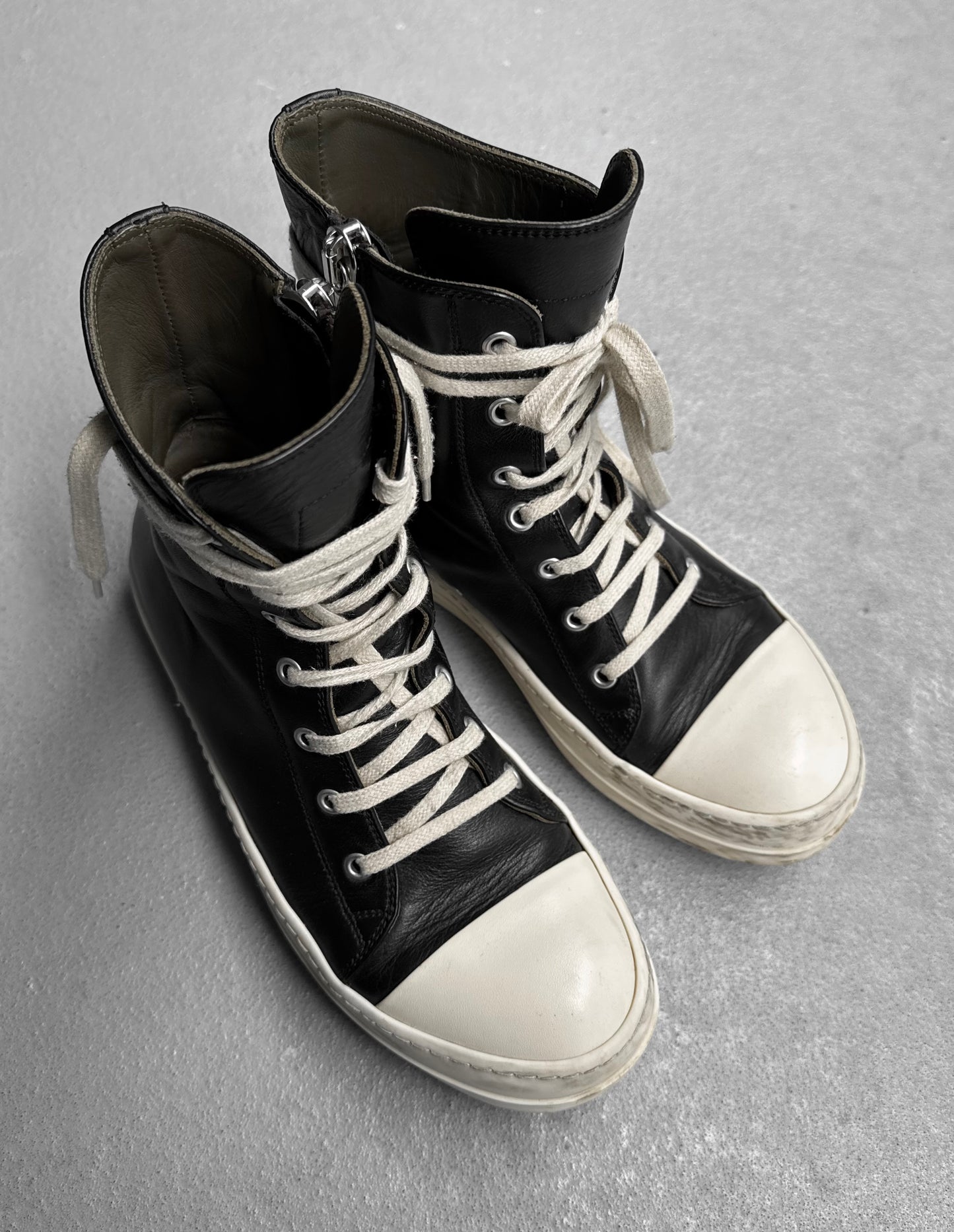 Rick Owens SS19 “BABEL” Oiled Calfskin Leather Ramones Sneakers
