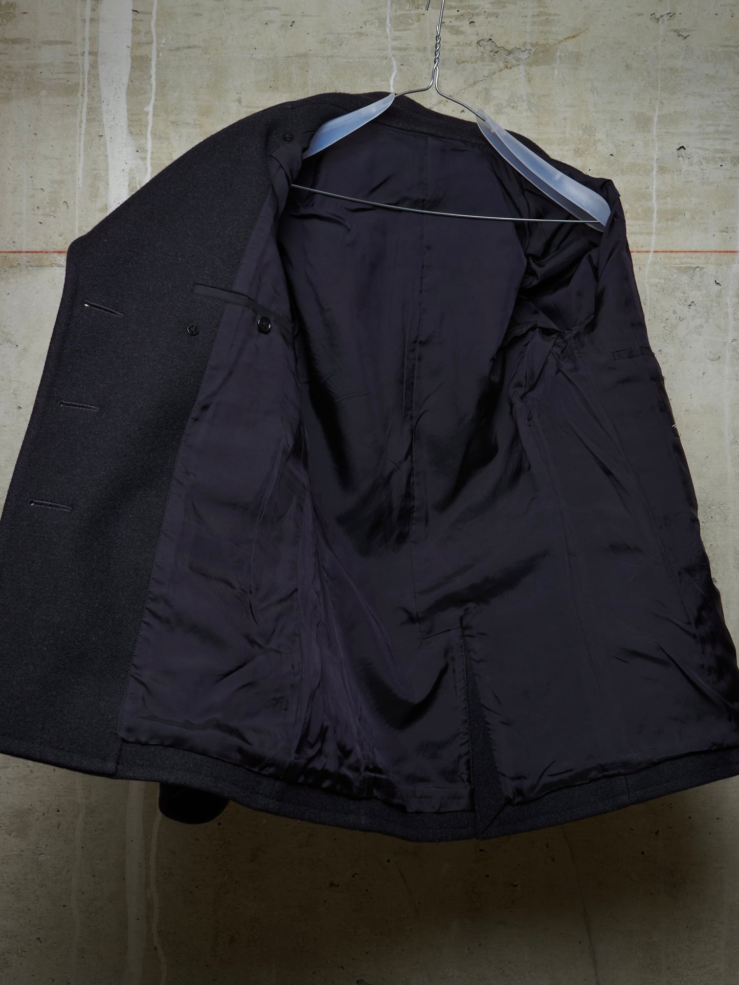 Lad Musician AW11 Charcoal Heavy Melton Wool Wide Collar Peacoat