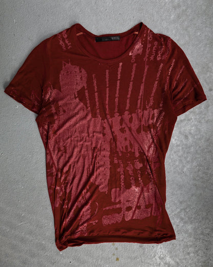 Julius_7 SS12 "edge;" Red Graphic T-shirt