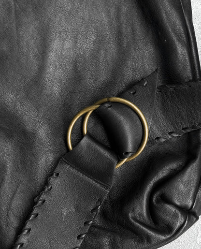 SHIN & CO Late 90s Distressed Leather Flap Shoulder Bag