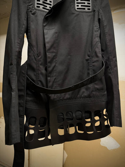 Rick Owens SS14 "VICIOUS" Faux Leather Cut-Out Cotton Trench Coat detail | DRIEW GARMENTS