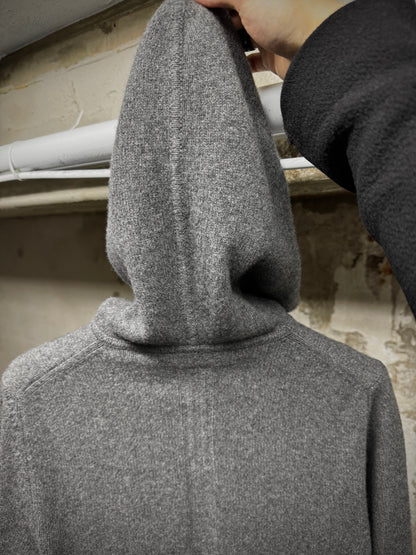 Rick Owens AW20 "PERFORMA" GREY Hooded Cashmere Knit Sweater detail | DRIEW GARMENTS