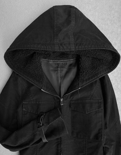 The Viridi-anne Moleskin Cotton Hooded Long Coat