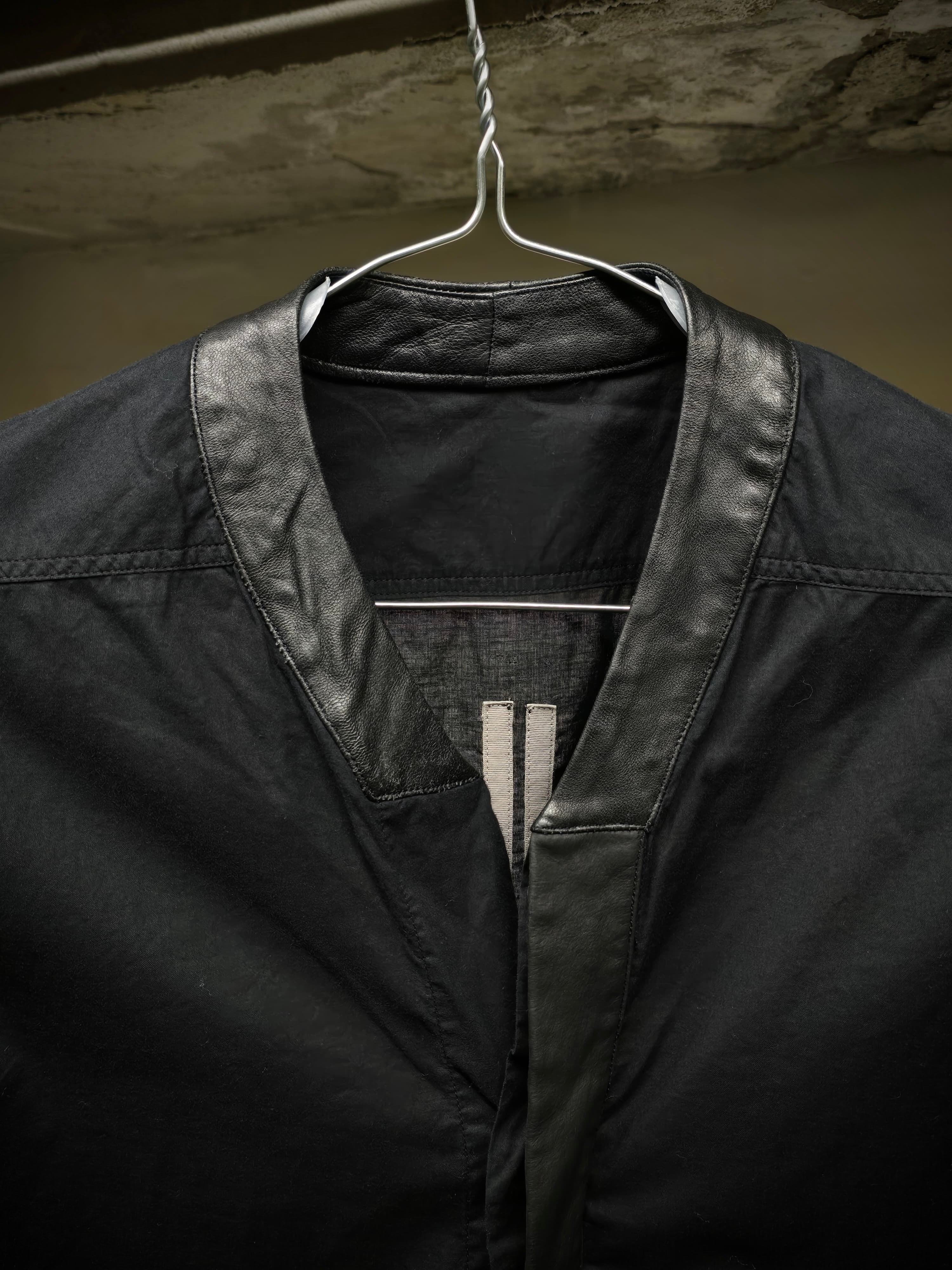Rick Owens SS16 Cyclops Leather Trim Mandarin Shirt | L – DRIEW