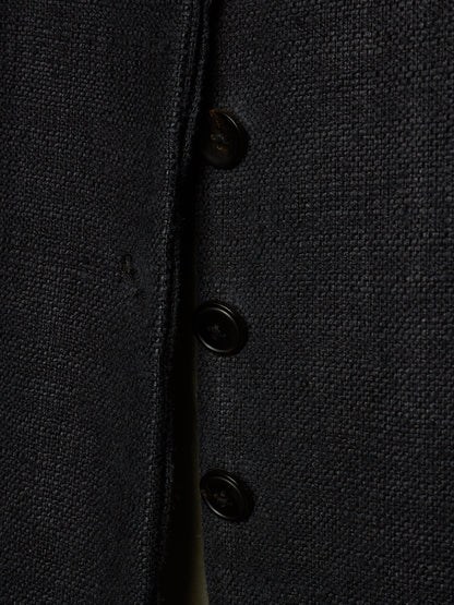 Aleksandr Manamïs 2010s Charcoal Grey Raw Silk Frayed Hem Coat