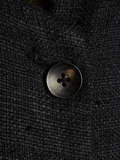 Aleksandr Manamïs 2010s Charcoal Grey Raw Silk Frayed Hem Coat