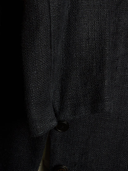 Aleksandr Manamïs 2010s Charcoal Grey Raw Silk Frayed Hem Coat