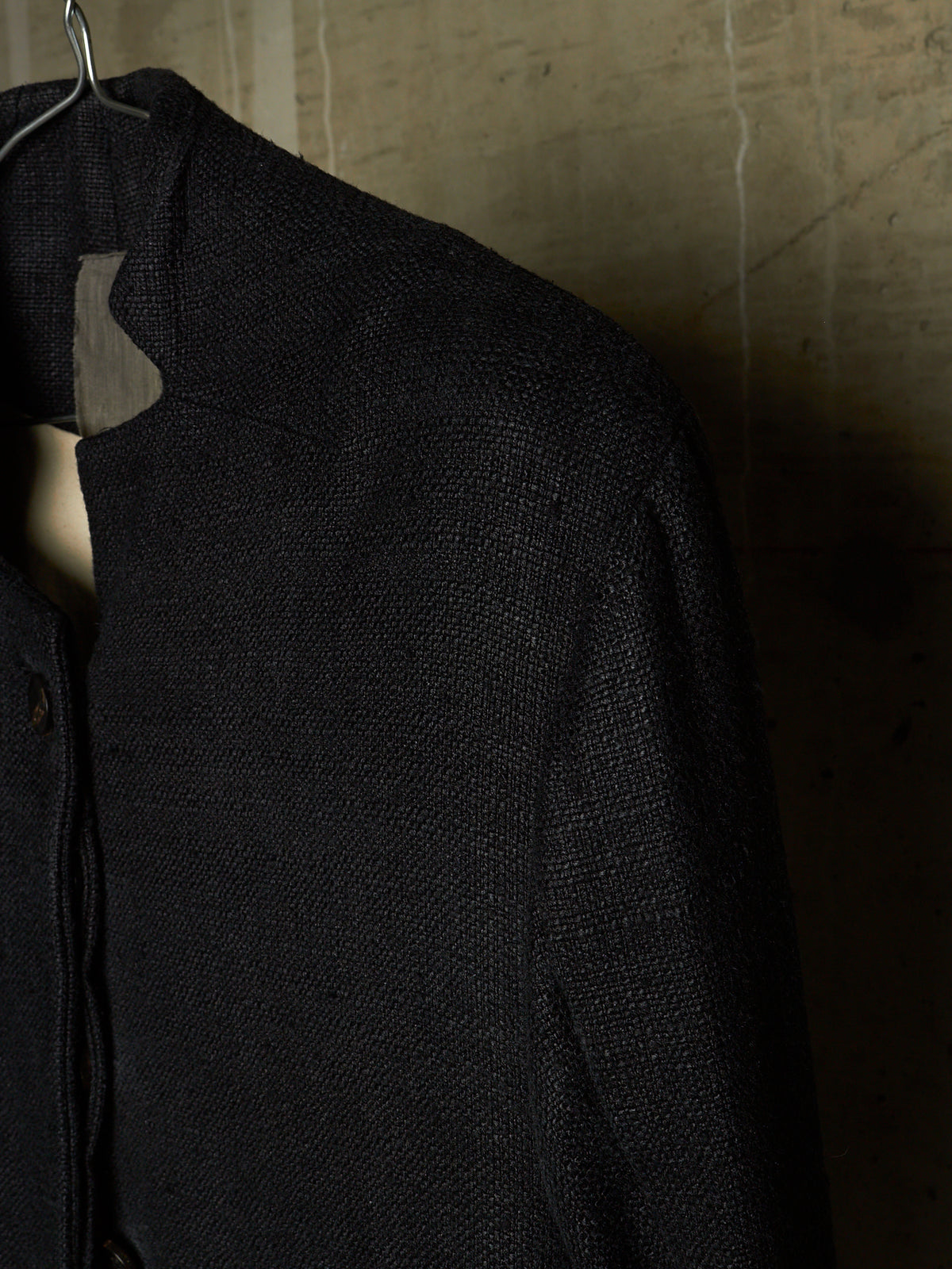 Aleksandr Manamïs 2010s Charcoal Grey Raw Silk Frayed Hem Coat